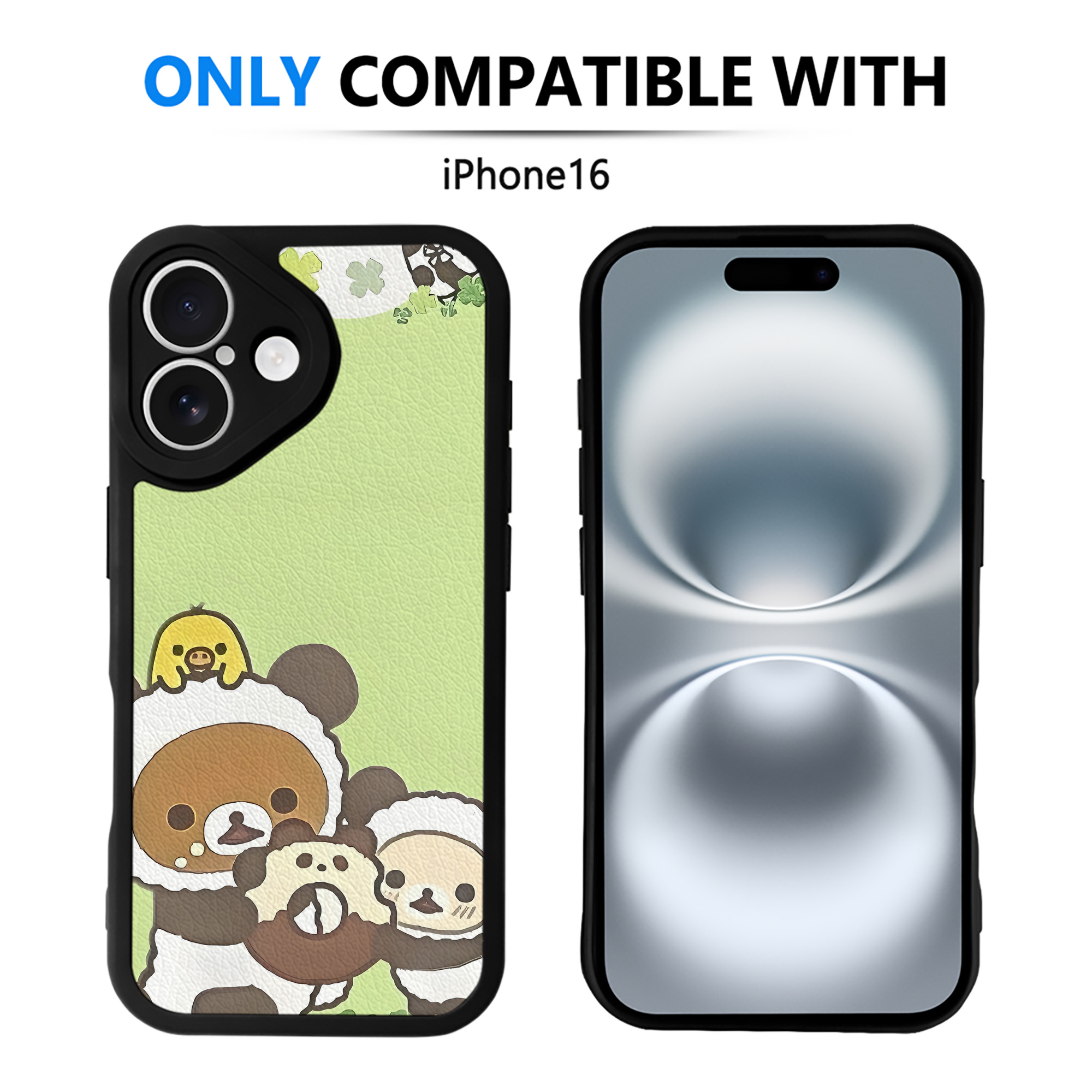 （画像用） リラックマ リラックマ キイロイトリ Rilakkuma Korilakkuma Kiiroitori 【iPhone 16シリーズ対応】シリコンスマホケース（レザー調） 材質：シリコン
